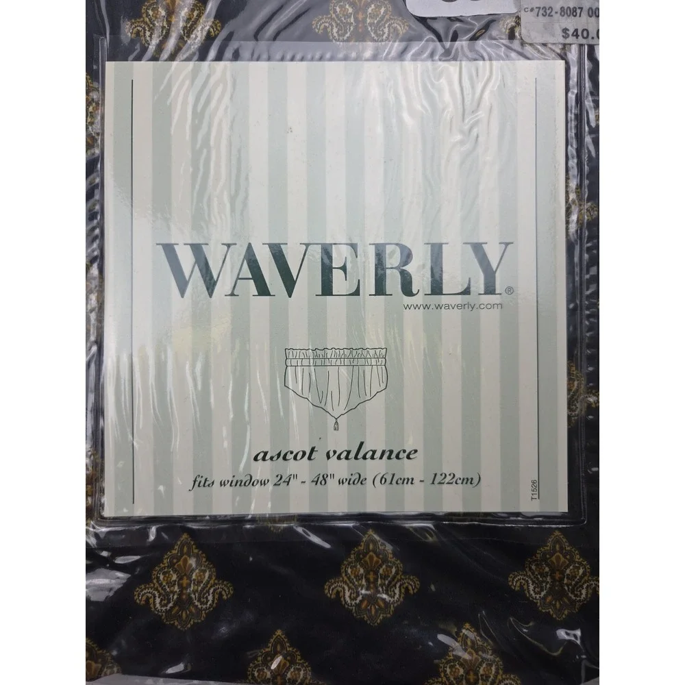 2 Vtg NEW Waverly Eagle Crest Black Ascot Valances Black 52 x 20